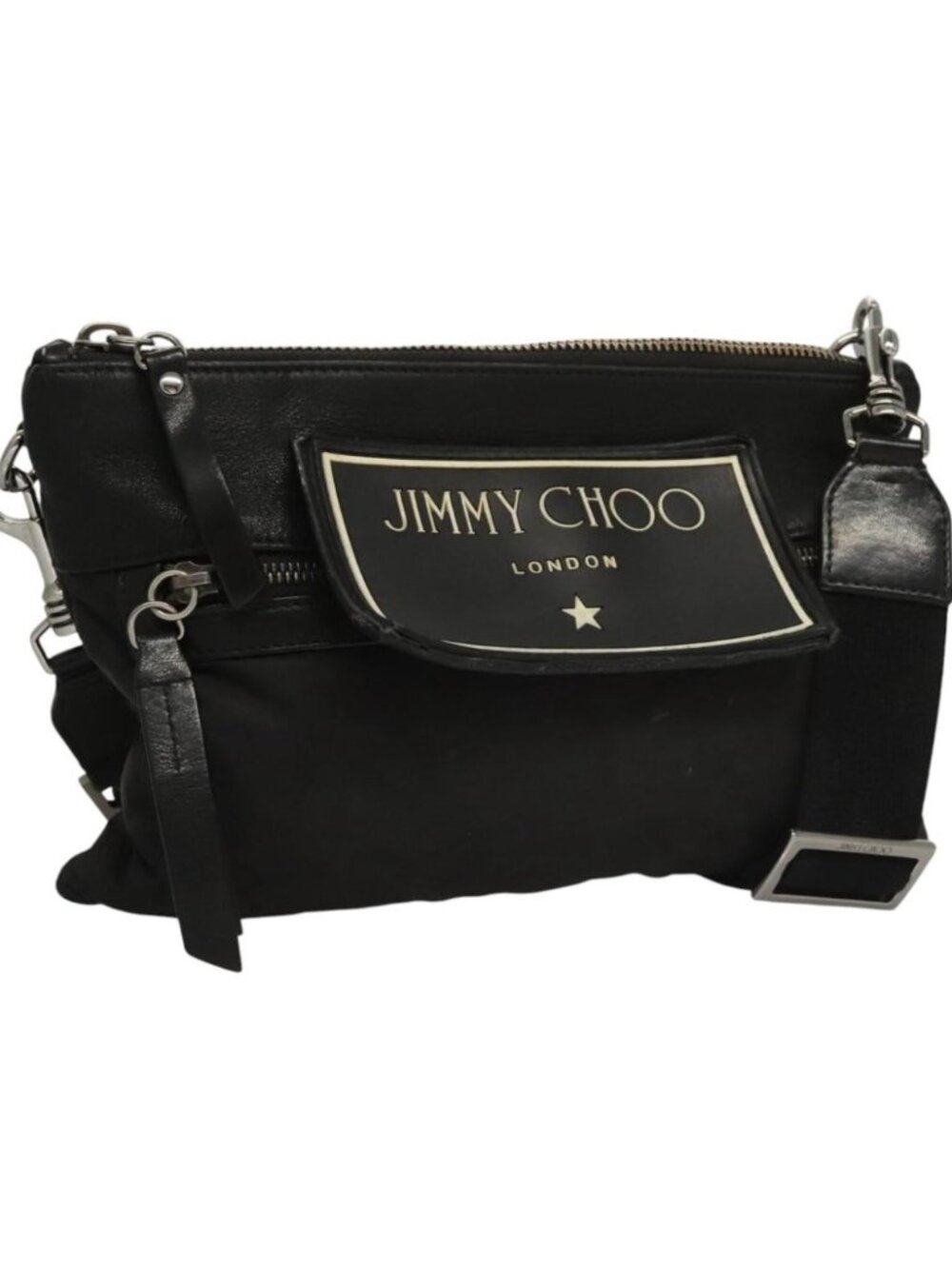 Jimmy Choo Shoulder Bag Nylon Leather Black